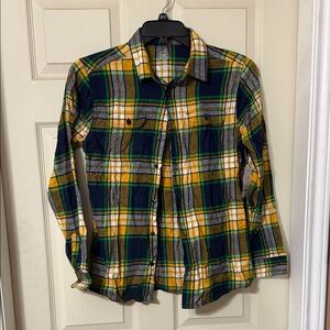 Wonder Nation Yellow and Blue Plaid Button Down Shirt